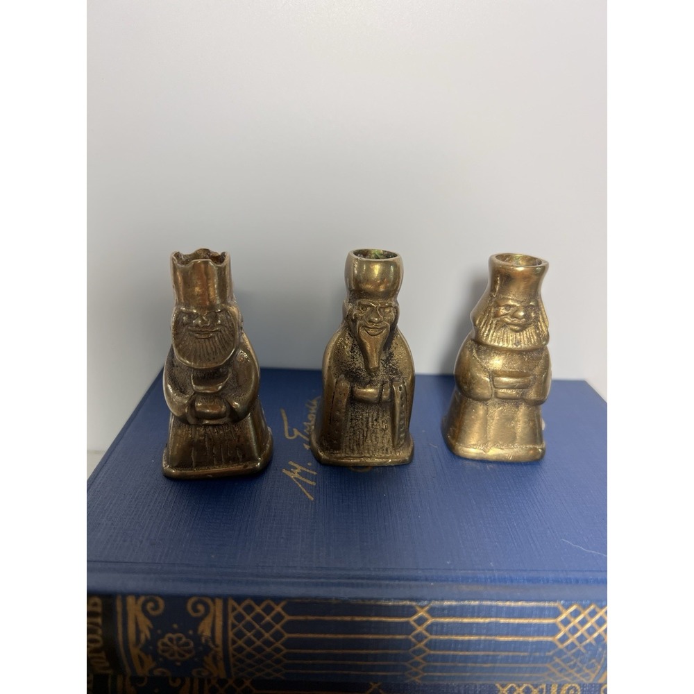 VTG 3 Wiseman Brass Candle Holder Nativity Accent Figurines
